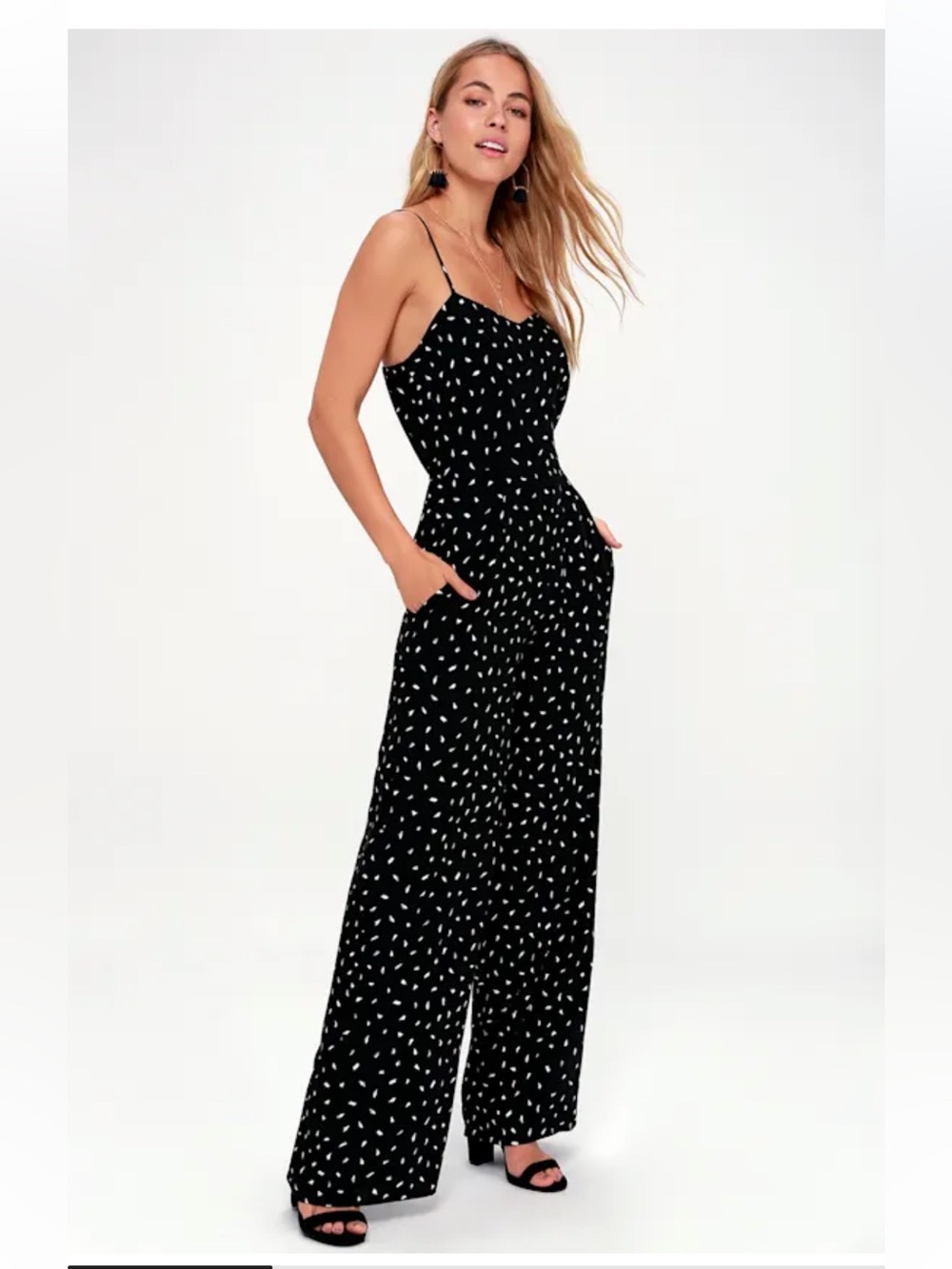 lulus | NWT In Demand Black and White Print Sleeveless Wide-Leg Jumpsuit